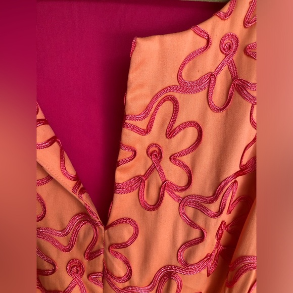 Eva Franco Orange and Fuchsia dress size 12 fit and flare style - Picture 6 of 14